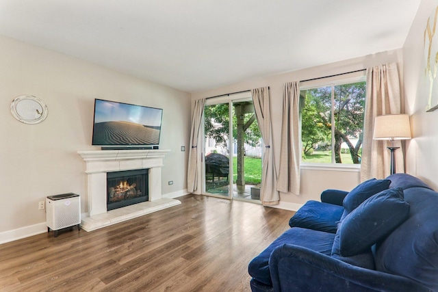 3032 Kentshire Cir, Naperville, IL 60564 - living room featuring wood finished floors and a warm lit fireplace