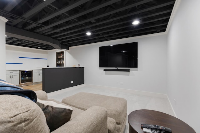 2034 Link Dr, Buffalo Grove, IL 60089 - living area featuring a dry bar, wine cooler, and baseboards