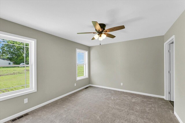 207 E Fairfield St, Fisher, IL 61843 - carpeted spare room with healthy amount of natural light, ceiling fan, and baseboards