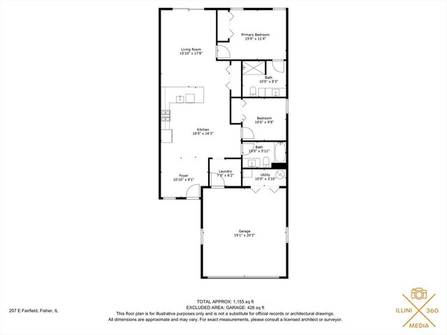 207 E Fairfield St, Fisher, IL 61843 - floor plan / room layout