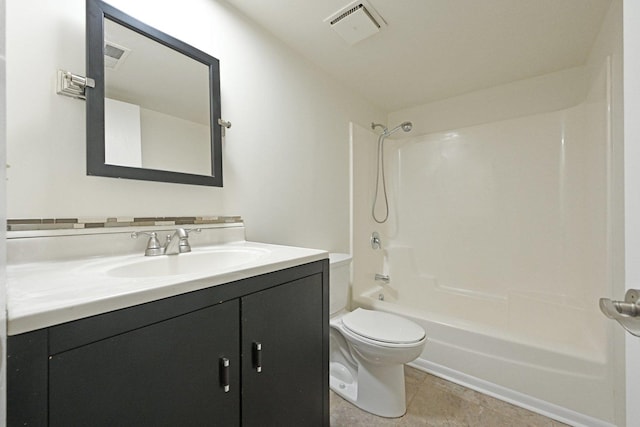 1221 Chalet Rd Unit 101, Naperville, IL 60563 - full bathroom with vanity, toilet, shower / bath combination, and tile patterned floors