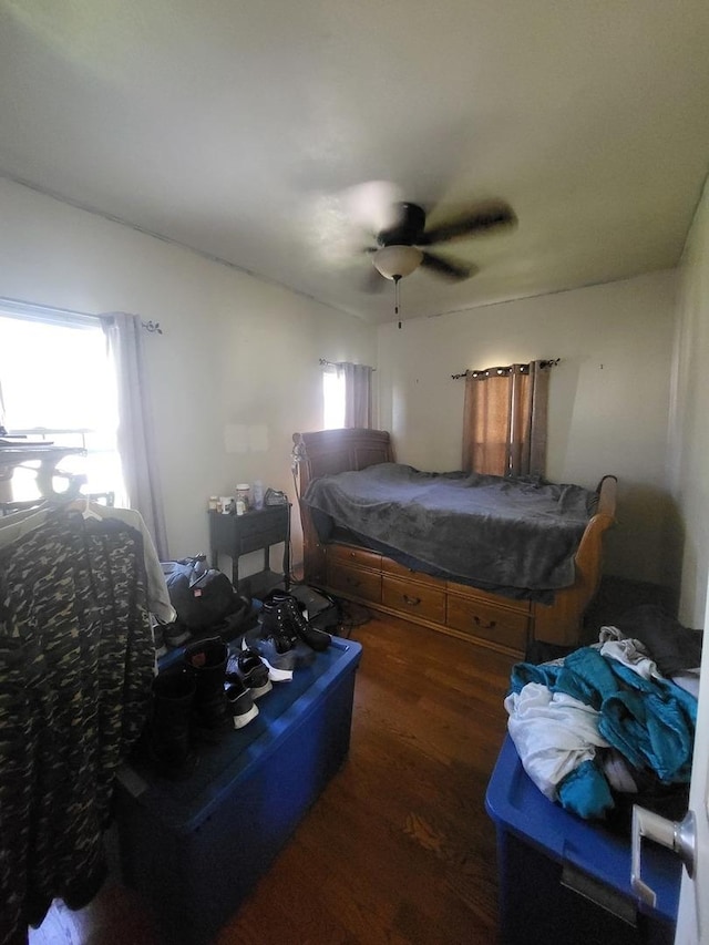 1006 N Park St, Streator, IL 61364 - bedroom with multiple windows, wood finished floors, and a ceiling fan