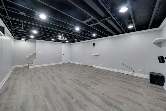 208 Spring Ct, Bloomingdale, IL 60108 - finished below grade area with wood finished floors and stairway