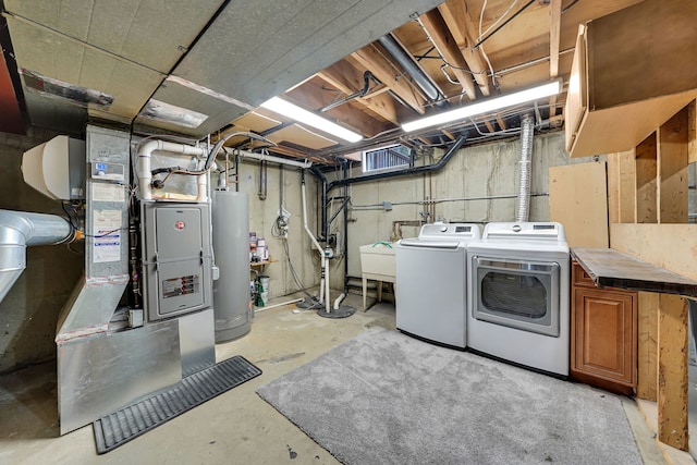 208 Spring Ct, Bloomingdale, IL 60108 - unfinished below grade area with water heater, washer and dryer, and heating unit