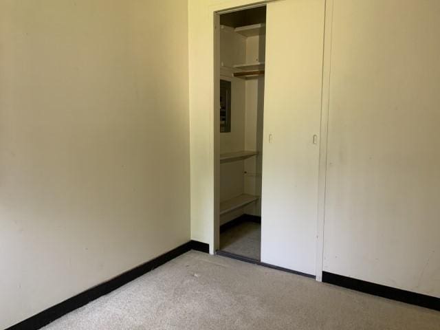 323 Windsor St, Park Forest, IL 60466 - unfurnished bedroom with baseboards, light colored carpet, and a closet
