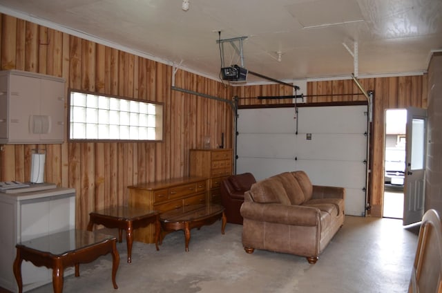 3127 Jo Ann Dr, Joliet, IL 60431 - garage with wooden walls and a garage door opener