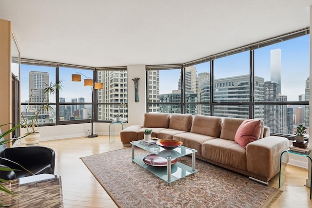 405 N Wabash Ave Unit 3103, Chicago, IL 60611 - living area featuring a skyline view and wood finished floors