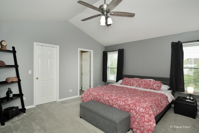 2012 Spring Creek Ln, Mchenry, IL 60050 - bedroom with carpet flooring, vaulted ceiling, baseboards, and ceiling fan