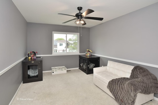 2012 Spring Creek Ln, Mchenry, IL 60050 - living area featuring carpet floors, ceiling fan, and baseboards