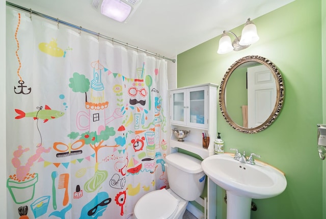 1282 Berkshire Ln, Grayslake, IL 60030 - bathroom with toilet, a shower with curtain, and a sink
