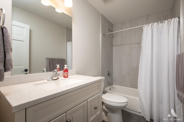 3365 Charlemaine Dr, Aurora, IL 60504 - bathroom featuring vanity, toilet, and shower / tub combo with curtain