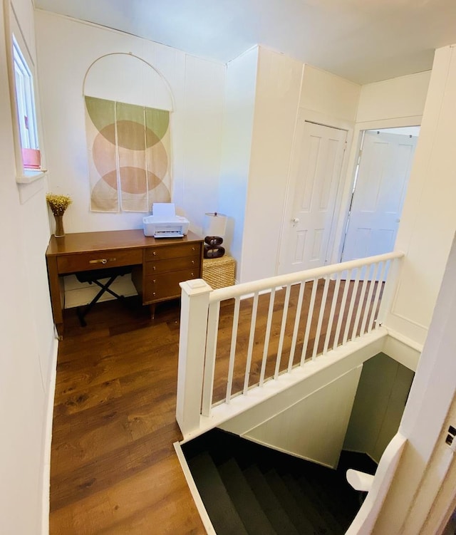 106 Dewey St, Harvard, IL 60033 - stairway featuring wood finished floors