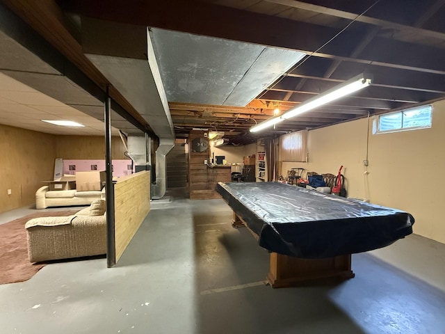 612 S 1st Ave, Forreston, IL 61030 - playroom with concrete floors, pool table, and heating unit