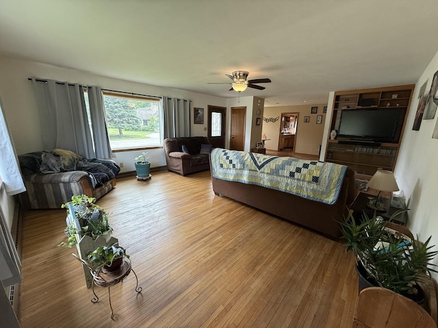 612 S 1st Ave, Forreston, IL 61030 - living room with light wood-type flooring and ceiling fan