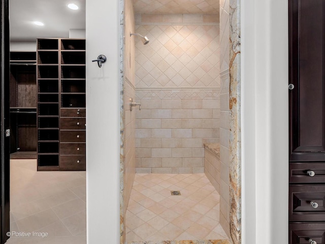 11315 77th St, Burr Ridge, IL 60527 - bathroom featuring a shower stall, tile patterned floors, and recessed lighting