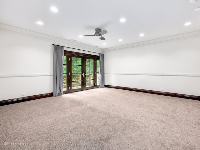 11315 77th St, Burr Ridge, IL 60527 - spare room with ornamental molding, carpet flooring, a ceiling fan, recessed lighting, and a smoke detector