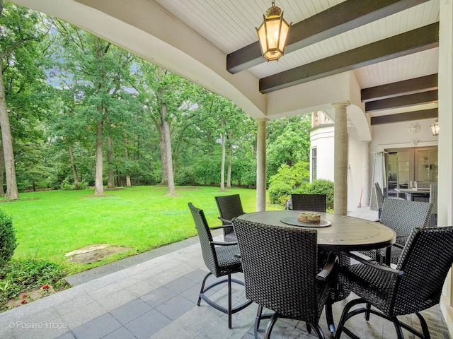 11315 77th St, Burr Ridge, IL 60527 - view of patio / terrace featuring outdoor dining space and view of wooded area