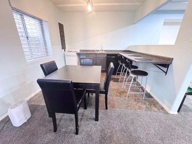 11319 Maplewood Dr, Plainfield, IL 60585 - dining space with baseboards, stone finish floors, and carpet flooring