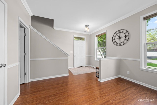 6N307 Whitmore Cir Unit A, Saint Charles, IL 60174 - entrance foyer featuring wood finished floors, ornamental molding, baseboards, and stairway