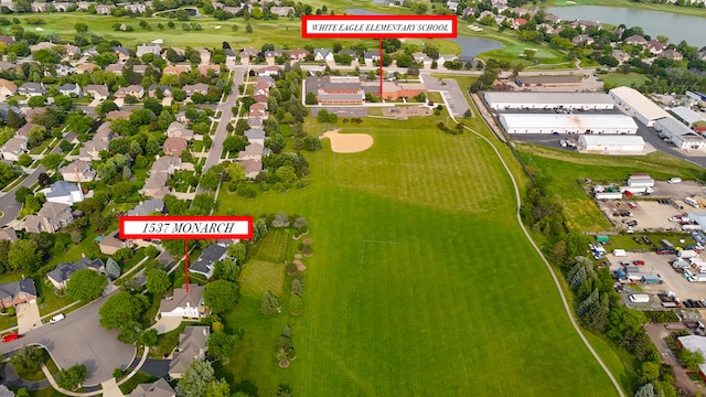 1537 Monarch Cir, Naperville, IL 60564 - aerial perspective of suburban area featuring a nearby body of water and a local golf course
