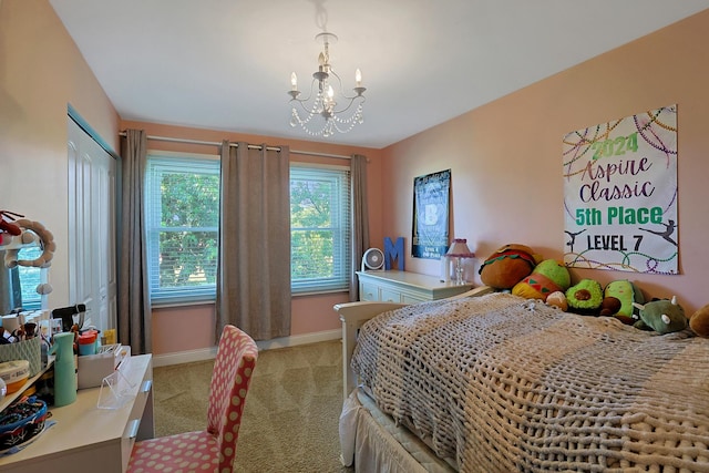562 Revere Ave, Westmont, IL 60559 - bedroom with light colored carpet and a chandelier