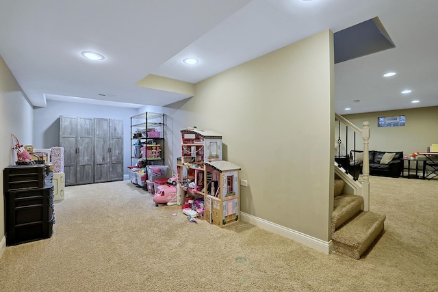 562 Revere Ave, Westmont, IL 60559 - rec room with carpet floors and recessed lighting