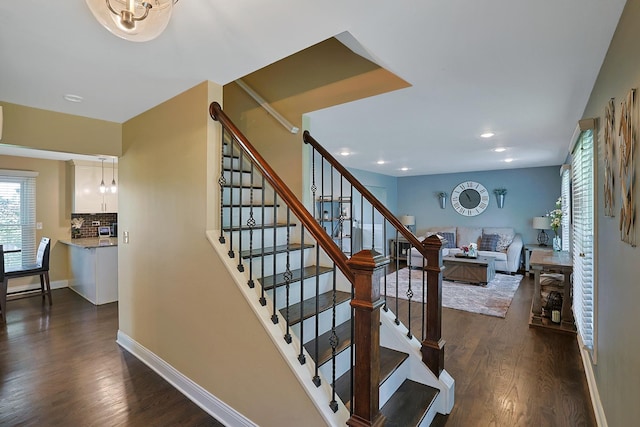 562 Revere Ave, Westmont, IL 60559 - staircase with wood finished floors and recessed lighting