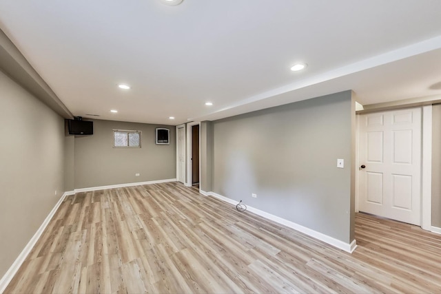 9906 S Saint Louis Ave, Evergreen Park, IL 60805 - basement with light wood finished floors, recessed lighting, and baseboards