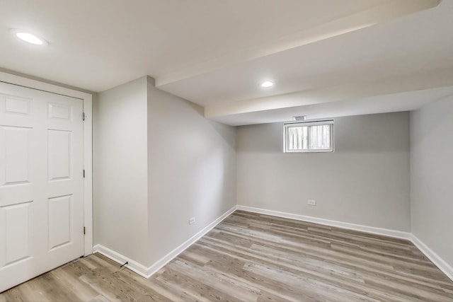 9906 S Saint Louis Ave, Evergreen Park, IL 60805 - basement with baseboards, light wood-type flooring, and recessed lighting
