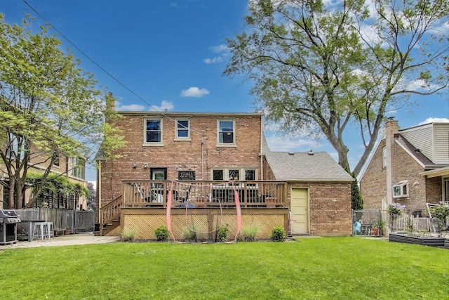 9906 S Saint Louis Ave, Evergreen Park, IL 60805 - rear view of property featuring brick siding and a wooden deck