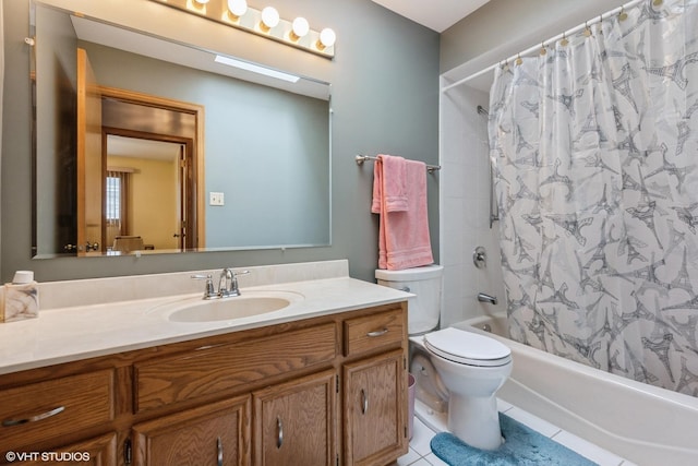 19510 Blyth Way, Mokena, IL 60448 - bathroom with vanity, shower / bath combo, toilet, and tile patterned floors