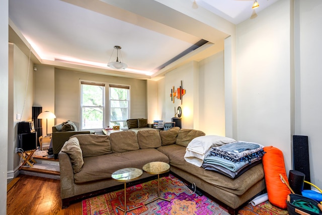 2002 W Huron St, Chicago, IL 60612 - living room with wood finished floors and a raised ceiling