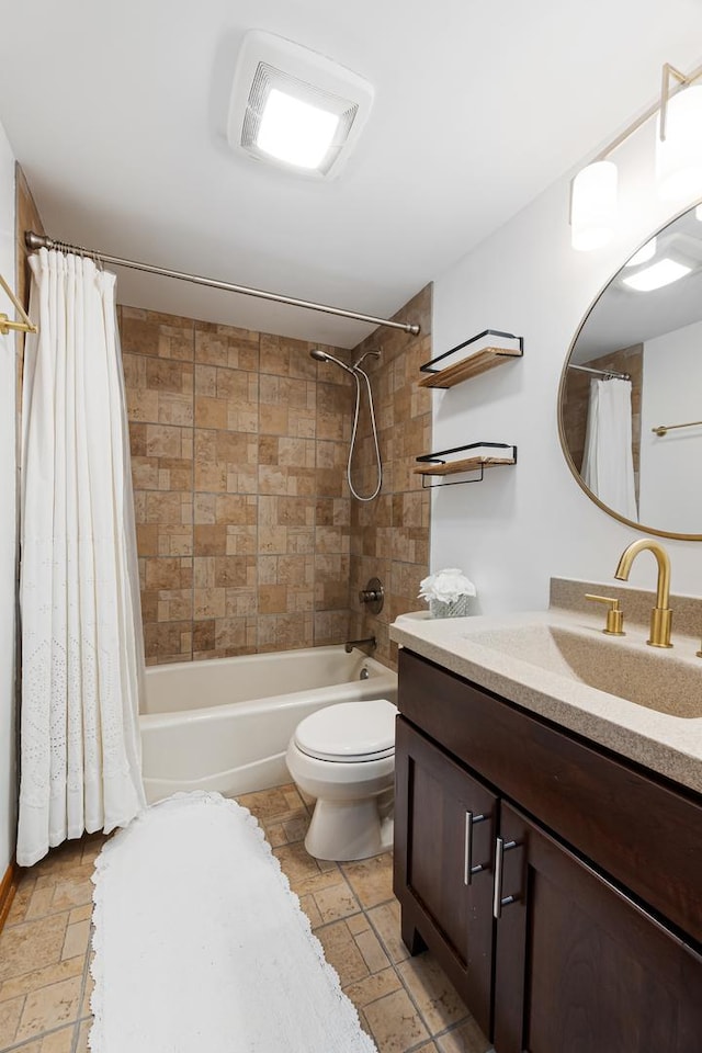 825 Center St Unit 302, Des Plaines, IL 60016 - full bathroom with vanity, toilet, and shower / bath combo with shower curtain