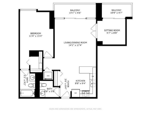 630 N State St Unit 2403, Chicago, IL 60654 - floor plan / room layout