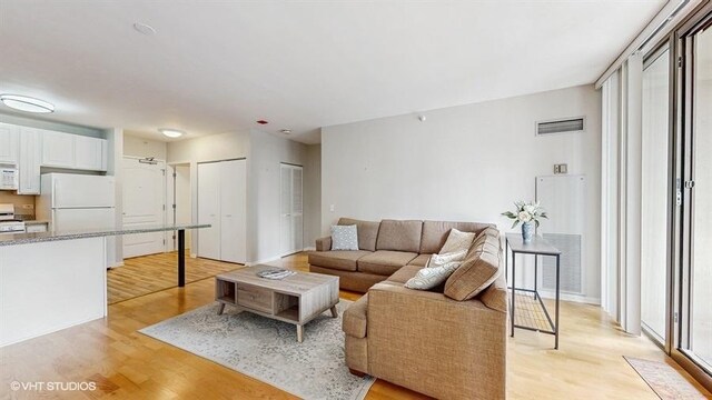 630 N State St Unit 2403, Chicago, IL 60654 - living room featuring light wood finished floors