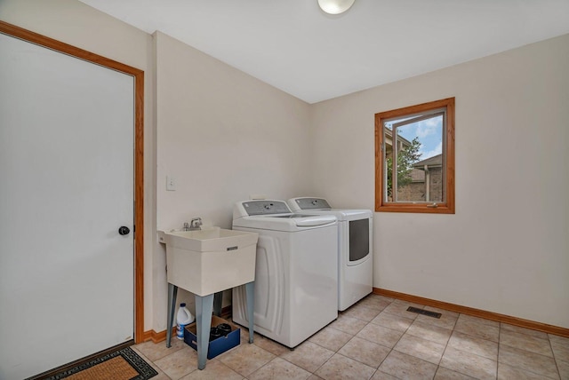 601 High Grove Dr, Minooka, IL 60447 - washroom with independent washer and dryer, baseboards, and light tile patterned floors