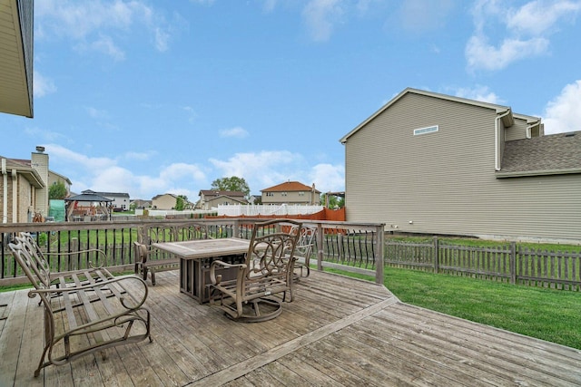 601 High Grove Dr, Minooka, IL 60447 - wooden terrace with a residential view and outdoor dining space