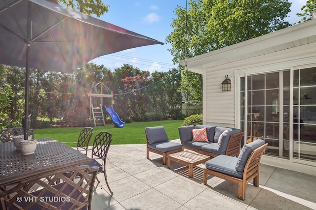 1161 Vernon Dr, Glenview, IL 60025 - view of patio with an outdoor hangout area, a playground, and outdoor dining space