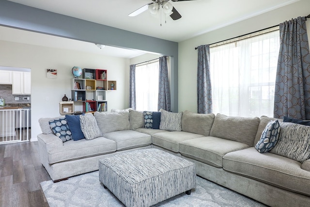 3601 Daisy Ln, Elgin, IL 60124 - living area featuring wood finished floors and ceiling fan