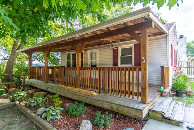 378 E Union St, Seneca, IL 61360 - wooden terrace with ceiling fan