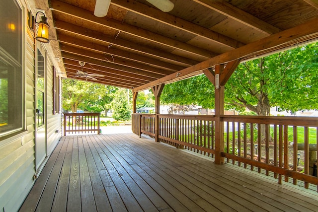 378 E Union St, Seneca, IL 61360 - wooden deck featuring a ceiling fan