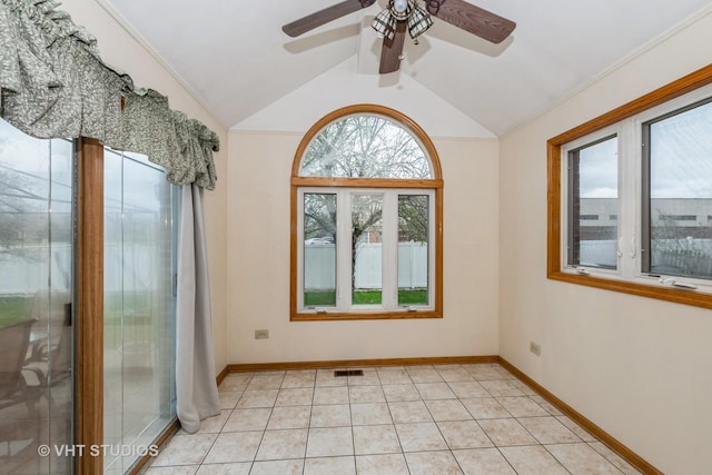 735 Vermont Rd, Frankfort, IL 60423 - unfurnished room with a ceiling fan, light tile patterned flooring, and baseboards
