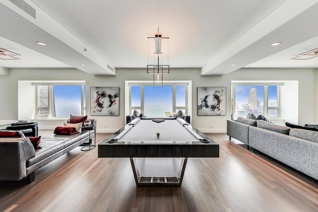 800 N Michigan Ave Unit 4801, Chicago, IL 60611 - game room with billiards, wood finished floors, baseboards, and recessed lighting