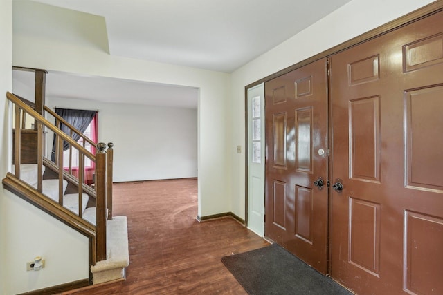 143 Hesterman Dr, Glendale Heights, IL 60139 - entryway with stairway, dark wood-style flooring, and baseboards