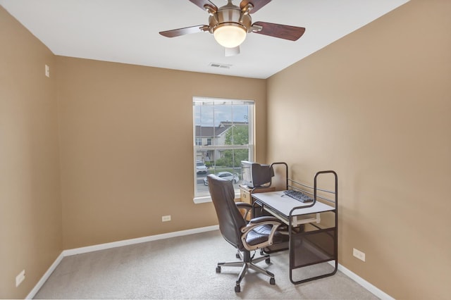 2422 Georgetown Cir, Aurora, IL 60503 - home office with baseboards, a ceiling fan, and carpet