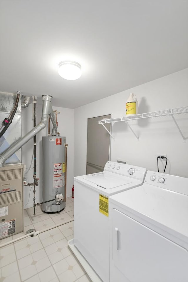 2422 Georgetown Cir, Aurora, IL 60503 - laundry room with water heater, washer and clothes dryer, and heating unit