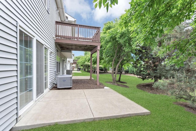 2422 Georgetown Cir, Aurora, IL 60503 - view of patio / terrace featuring central AC and a wooden deck