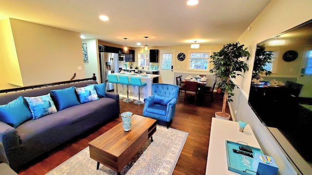 1427 Hampton Ln, Schaumburg, IL 60193 - living room with recessed lighting and dark wood finished floors