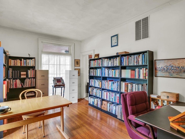 611 S Lynn St, Champaign, IL 61820 - office area featuring wood finished floors and crown molding