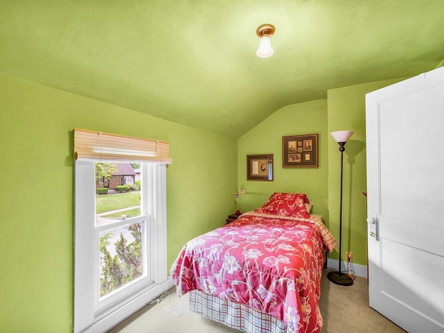 611 S Lynn St, Champaign, IL 61820 - carpeted bedroom featuring vaulted ceiling, multiple windows, and baseboards